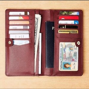 Lark & Ives Collectibles Continental Snap Wallet Burgundy Vegan Leather NIP